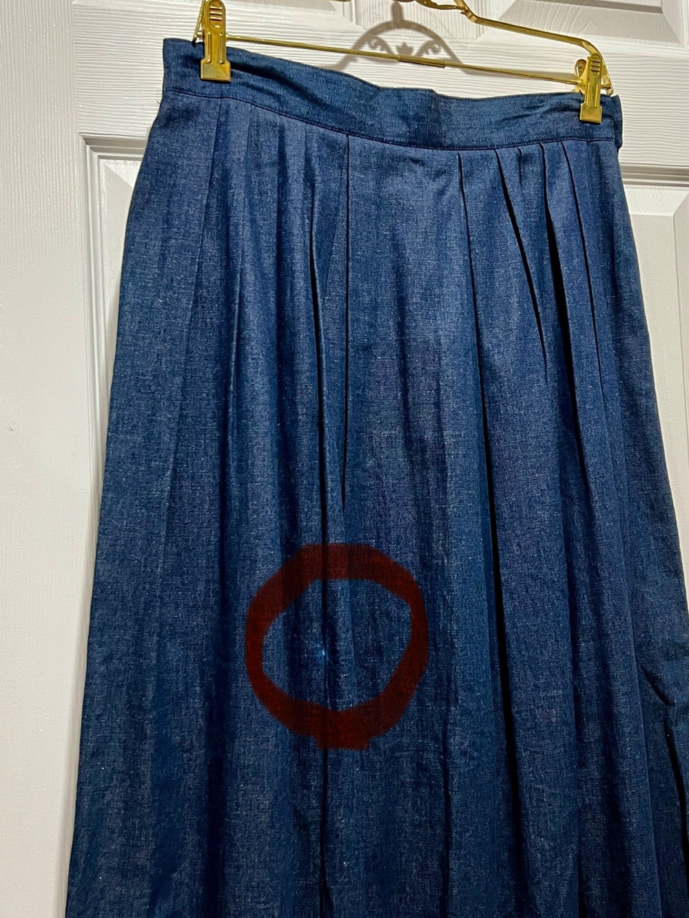 Vintage Jr Periwinkle denim skirt pleated maxi Size 14 dark blue denim - Picture 3 of 10